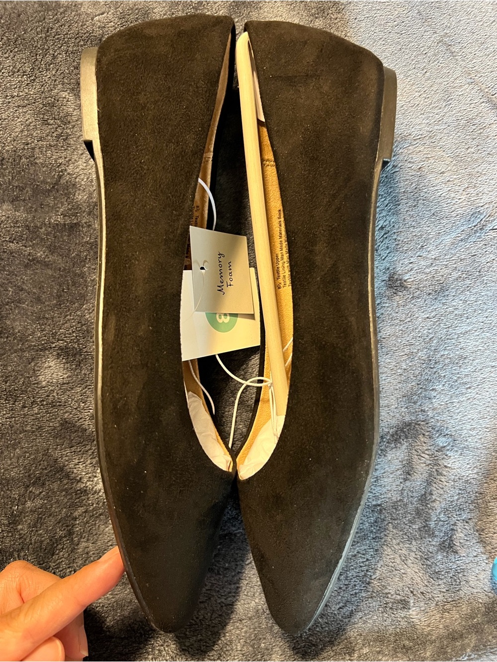 a new day Black Pointed Toe Suede Like Flats - Picture 3 of 7